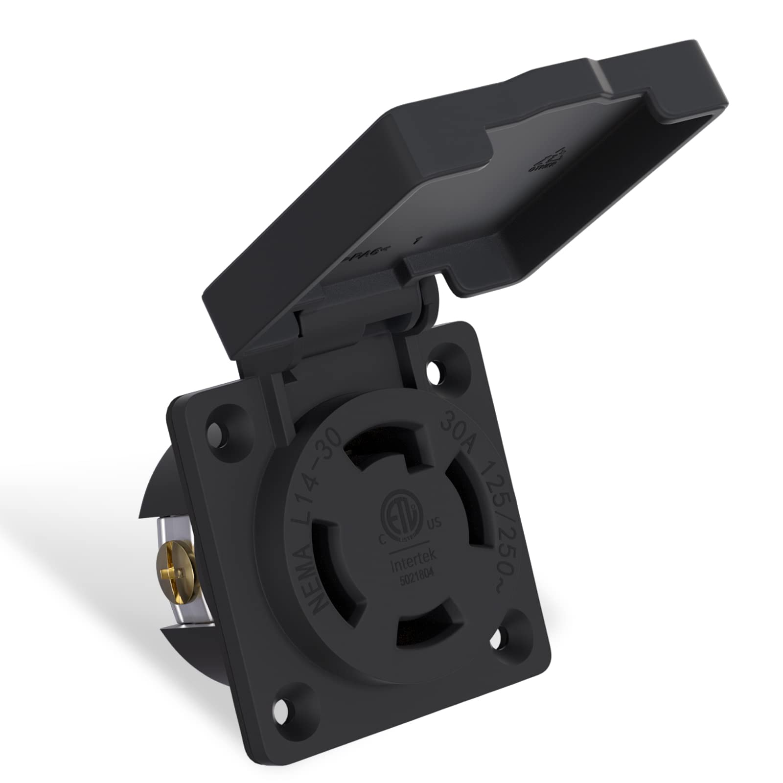 STARELO 30Amp Locking Receptacle for Generator NEMA L14-30R Outlet with Cover,125/250Volt 3 Pole 4Wire,Weatherproof, Dustproof and Radiation Proof