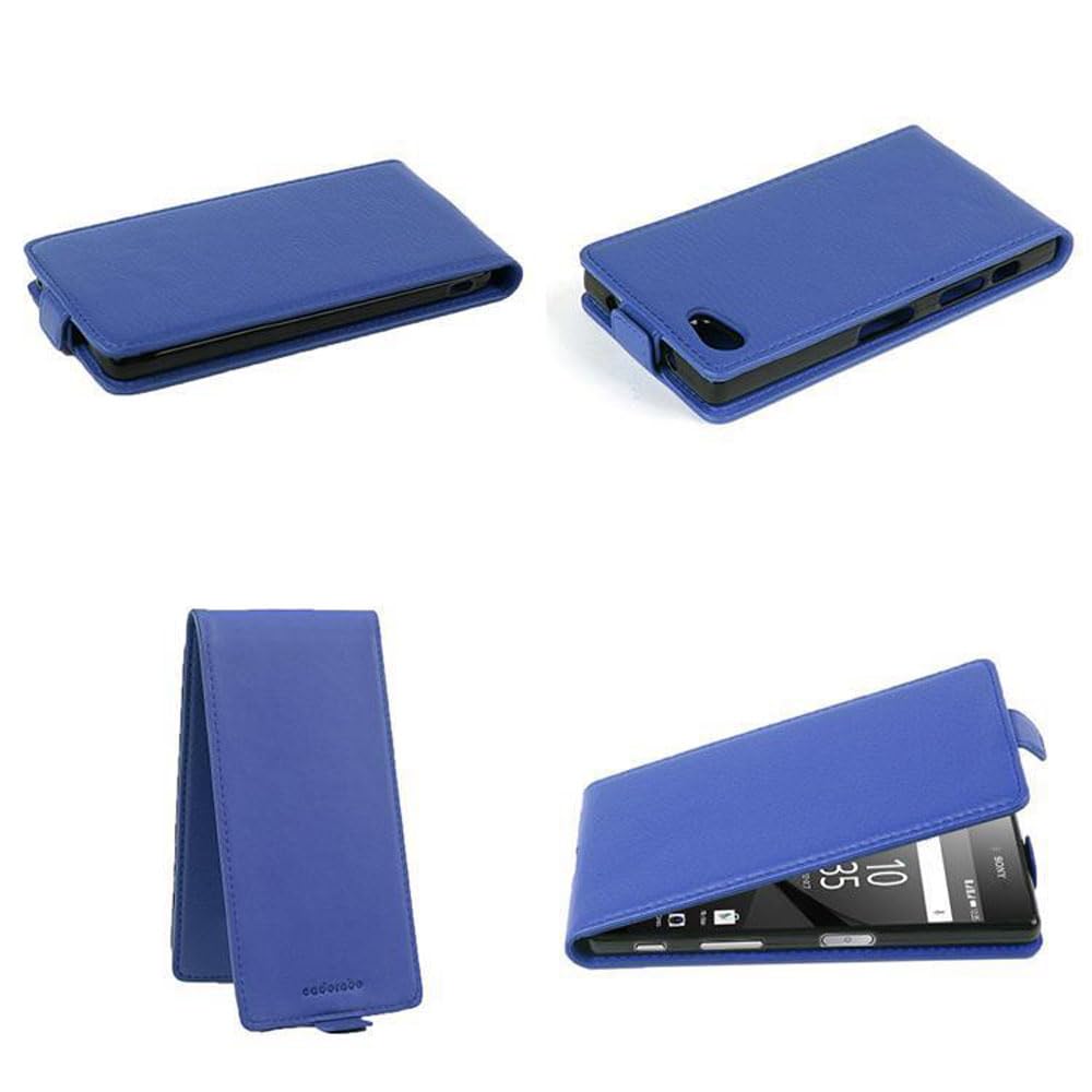 Cadorabo Custodia per Sony Xperia Z5 in NERO PROFONDO - Protezione in Stile Flip di Similpelle Strutturata - Case Cover Wallet Book Etui