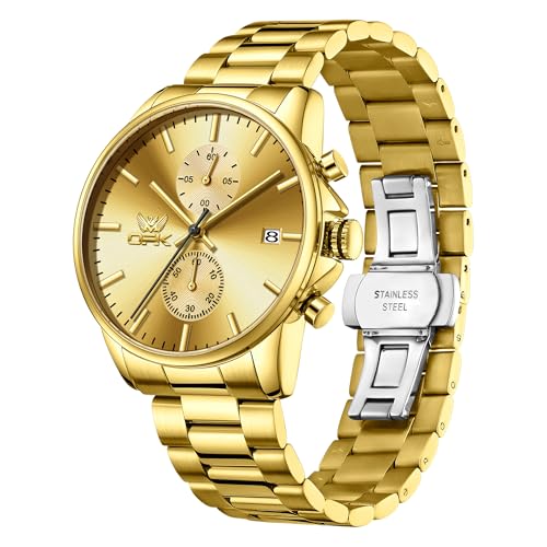 Image of OPK Mens Chronograph Watch Stainless Steel Strap Date Display Luminous Waterproof Business Wrist Watch