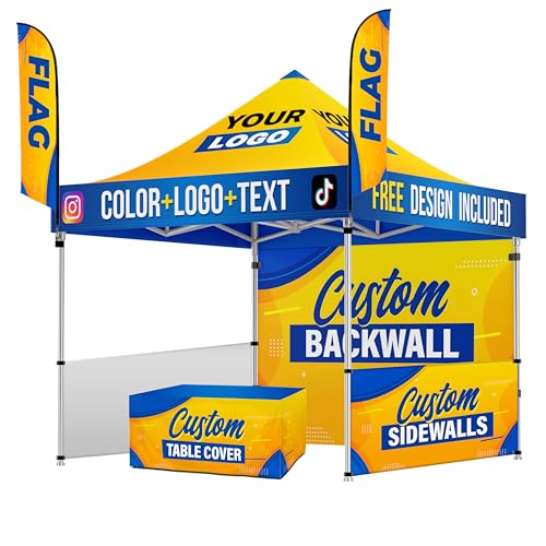 Custom Canopy with Logo by DOT4DOT for 10x10 Pop Up Tent Personalized Customizable Heavy Duty for Events