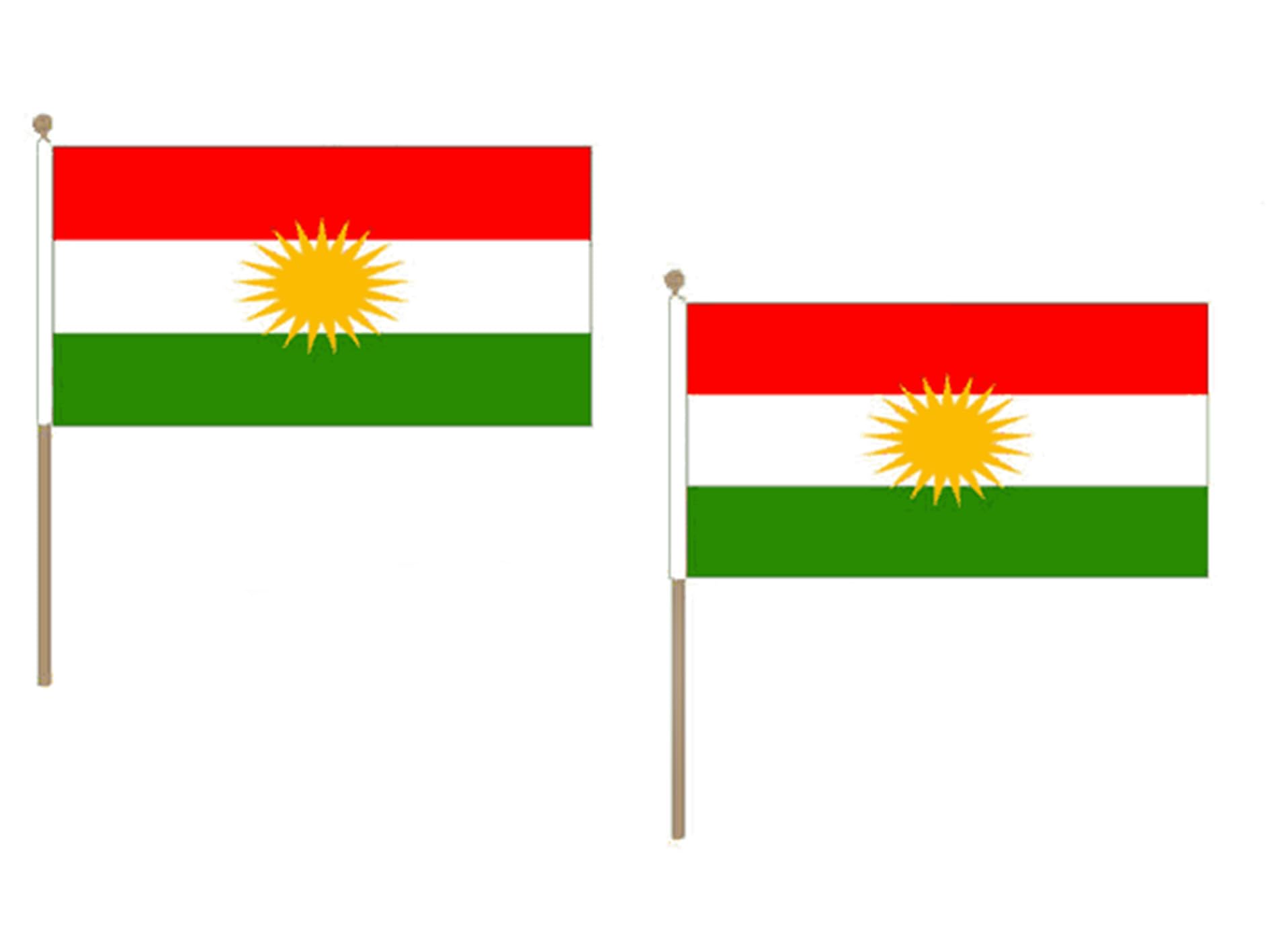AZ FLAG KURDISTAN FLAG 12'' x 18'' wood stick - CURDISTAN FLAGS 30 x 45 cm - BANNER 2x3 in with pole