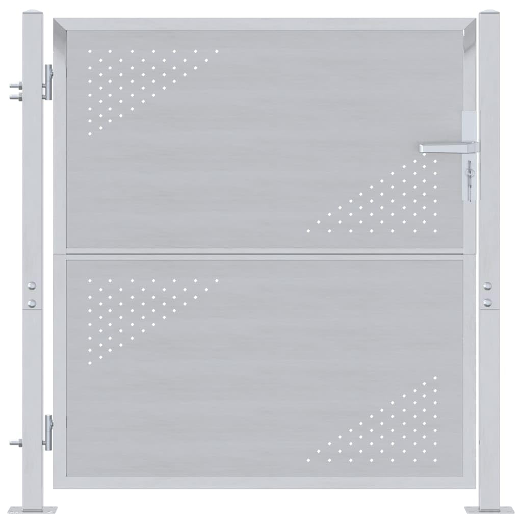 vidaXL Gartentor Edelstahl 85 x 97 cm Silber mit Schloss