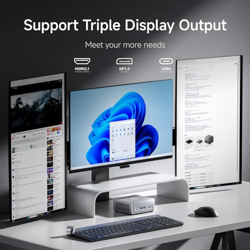 Image of MINISFORUM UM680 Slim Mini PC,AMD Ryzen 7 6800H(8 C /16 T,up to 4.7GHz),Mini Computer 16GB DDR5 1TB PCIe4.0 SSD,HDMI /DP /USB4 Triple Output,2xUSB3.2 Type-A Port,2.5G LAN,Wi-Fi 6E& Bluetooth 5.3