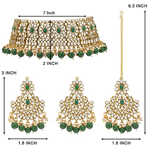 Aheli Faux Pearl Choker Necklace with Earrings Indian Traditional Bollywood Jewelry Set Gift for Women4