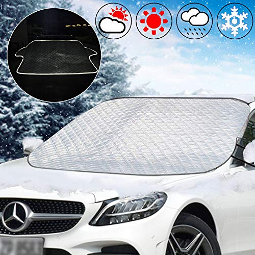 Preisvergleich Produktbild Amokee Frontscheibenabdeckung Scheibenabdeckung, Auto Windschutzscheibenabdeckung Magnetische Autoscheibenabdeckung Frontscheibe Schneeschutz Frostschutz Eisschutz Abdeckung mit Reflexstreifen