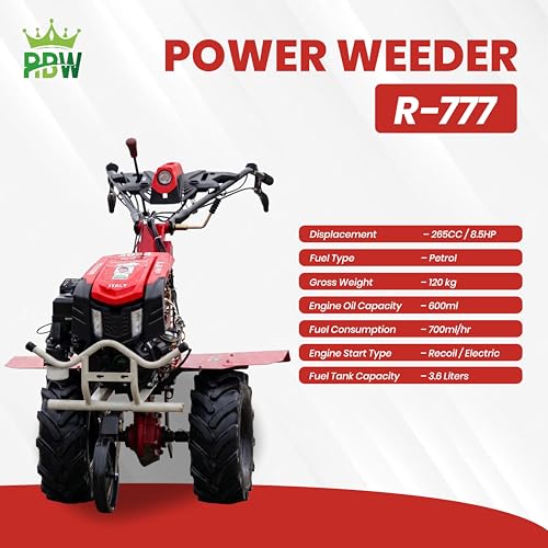 Image of RBW Power Weeder Petrol Machine 8.5hp | 265cc Havey Duty Tiller Cultivation Machine for Farming,Soil,Weeding & Garden 4 Strock Petrol Engine Machine (R-777)