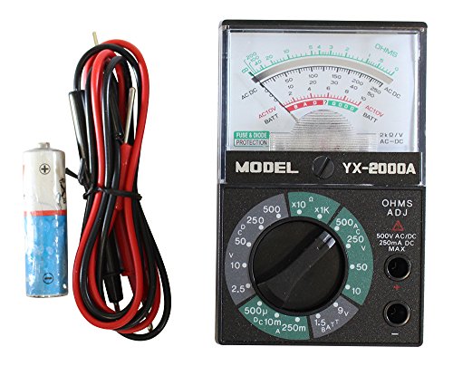 PRECISE Traditional Analog Multimeter | Fuse & Diode Protected | 500VDC AC/DC | 2kOhm Resistance | Mirrored Scale | Includes Test Leads & Battery