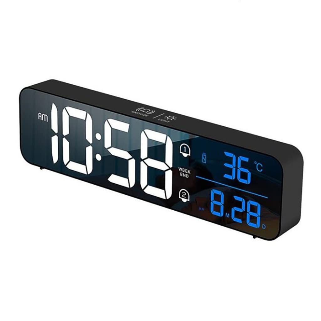 TENGJU LED Music Alarm Clock Voice Control Touch Snooze USB Rechargeable Table Clock Teperature Wall Digital Clocks