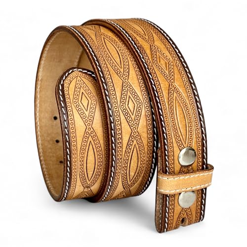 DANIEL'S ARTPLANET Western Leather Belt for Men Full Grain One Piece Leather Cowboy Belt Handmade Engraved Tooled 1.5” Wide