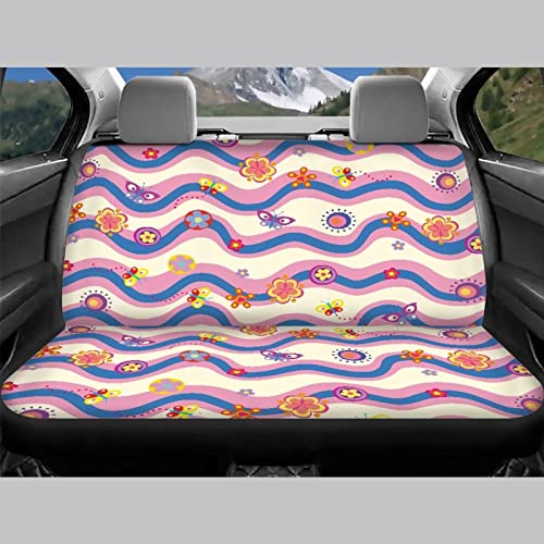 Image of Universal Auto Car Seat Cover Full Set Colorful Butterfly Print Stylish Durable Easy Install Car Seat Protector for Women Breathable Comfortable Front Back Seat Cover Universal Fit Most Cars Trucks