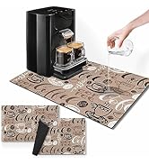 Arttown Coffee Mat for Countertops, Cute Brown Coffee Creative Dish Drying Mat 2 Pcs for Kitchen ...