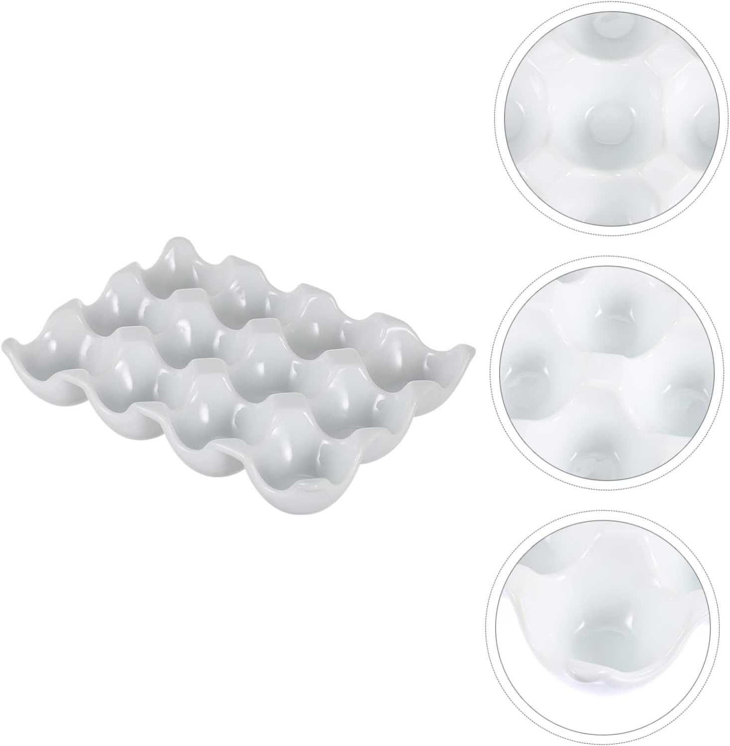 KICHOUSE Household Ceramic Egg Tray Egg Holder for Refrigerator Storage White Multi Box Durable Design for Organized Keeping Easy to Clean with Warm Soapy Water