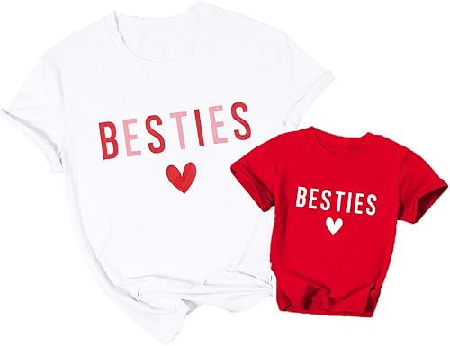 ASTANFY Mommy and Me - Trajes a juego para el día de San Valentín, camisetas de corazón para mujer, camiseta de corazón para el día de San Valentín