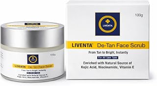 LIVENTA De-Tan Face Scrub 100g | Kojic Acid, Niacinamide & Vitamin E | Tan Removal, Skin Brightening & Exfoliating Scrub f... Price In India
