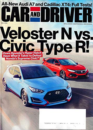 CAR AND DRIVER Magazine December 2018 Hyundai Veloster N vs Civic Type R