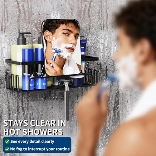 Save 42% on KEGII 4-Pack Adhesive Shower Caddy with Fogless Mirror