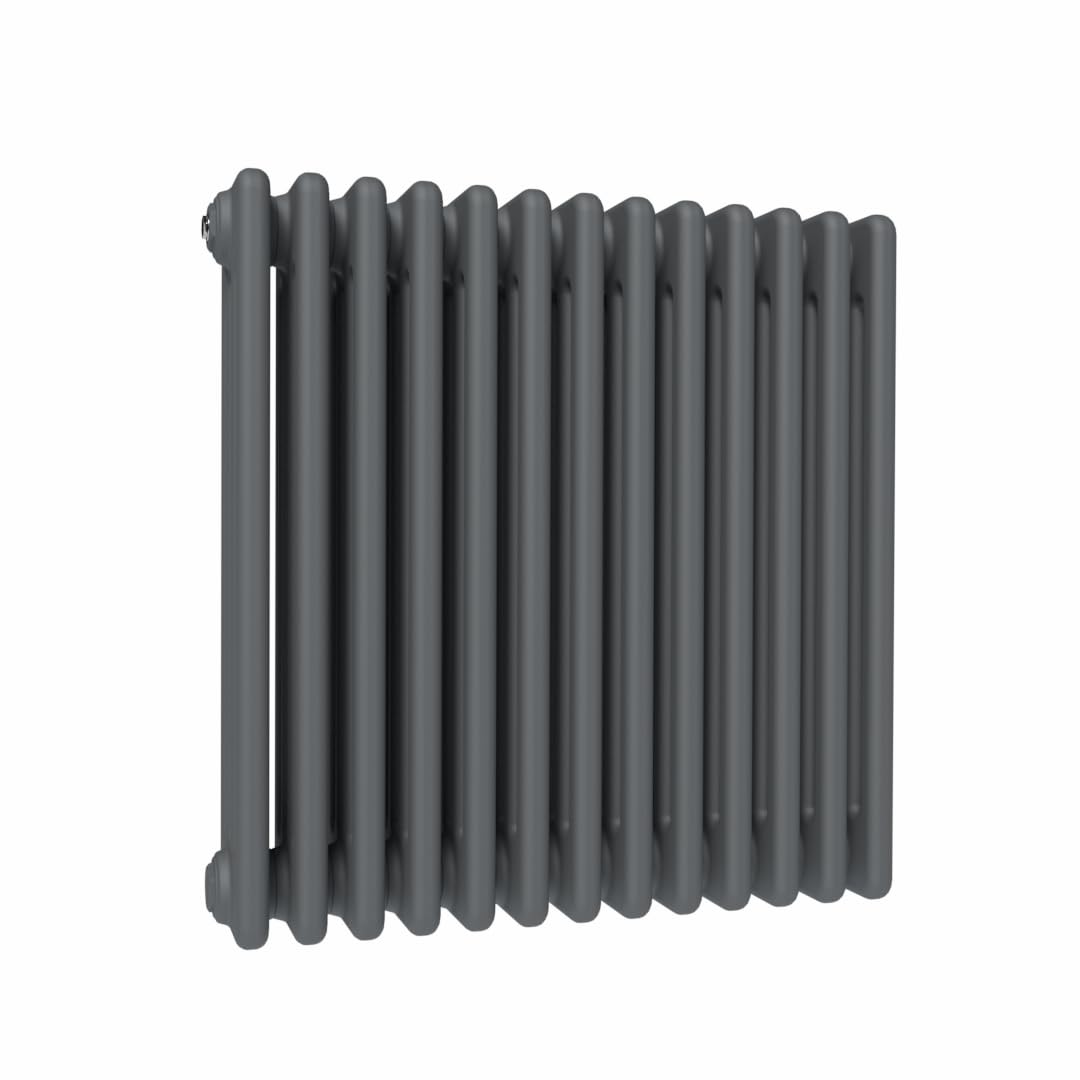 Lux Heat Anthracite Grey Horizontal 4 Column Traditional Radiator 600mm (H) x 605mm (W)