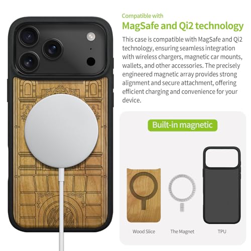 Coque iPhone 17 Pro Max antichoc étui bois compatible Magsafe