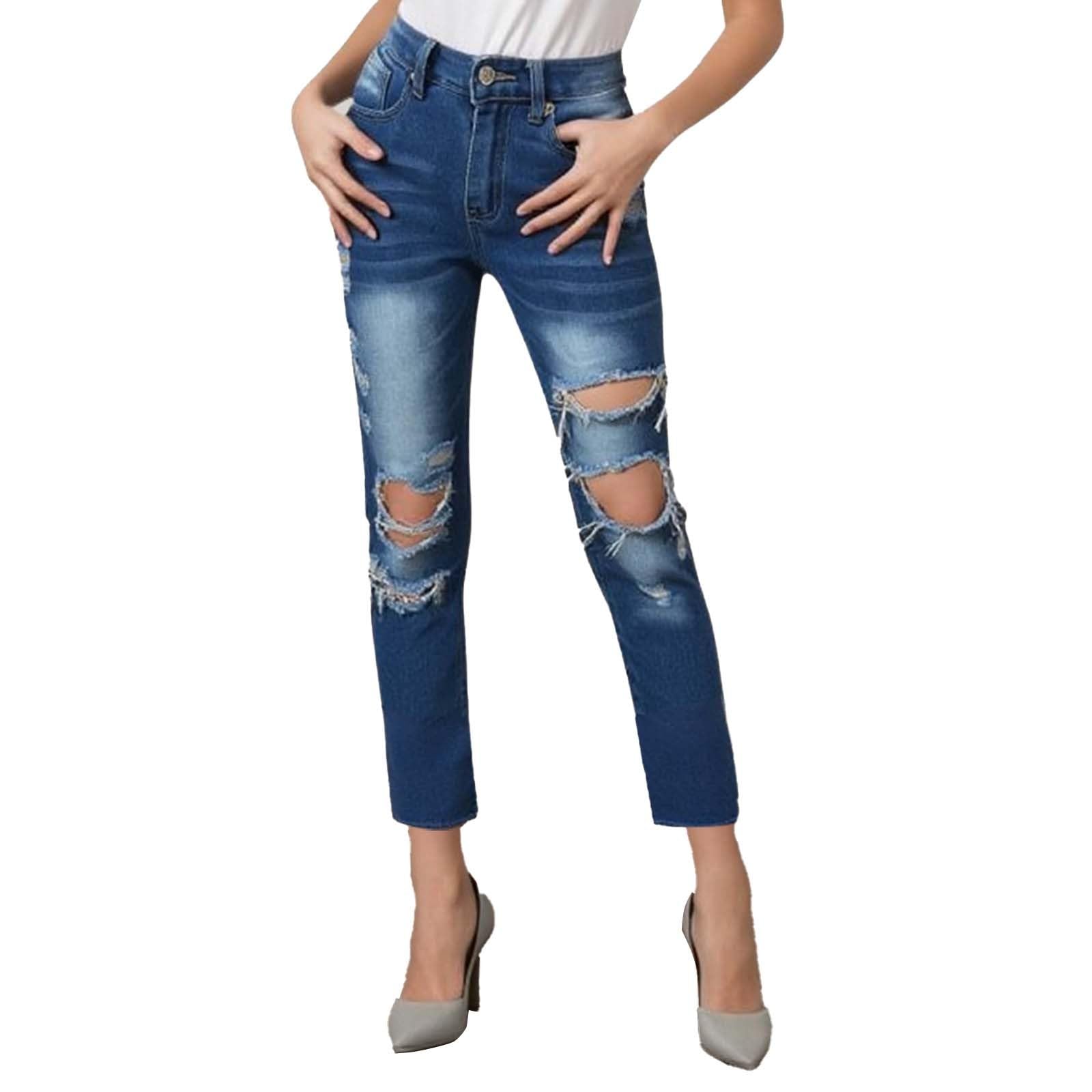 Jean décontracté ample en denim délavé pour femme active - 7