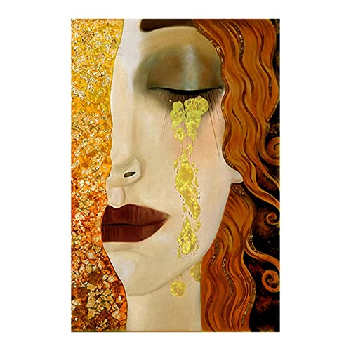 Resumen Gustav Klimt Golden Tears And Kiss Famosas pinturas en lienzo Reproducciones Póster de pared Imagen para sala de estar 40x65cm (16x26in) con marco Cover