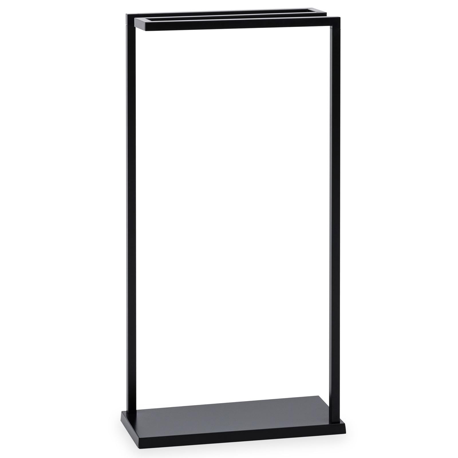 IDIMEX Porte Serviette Salle de Bain en Métal Noir, Design Simple et Moderne, sur Pieds avec Socle Stable, 3 Barreaux Porte Serviettes, Noir