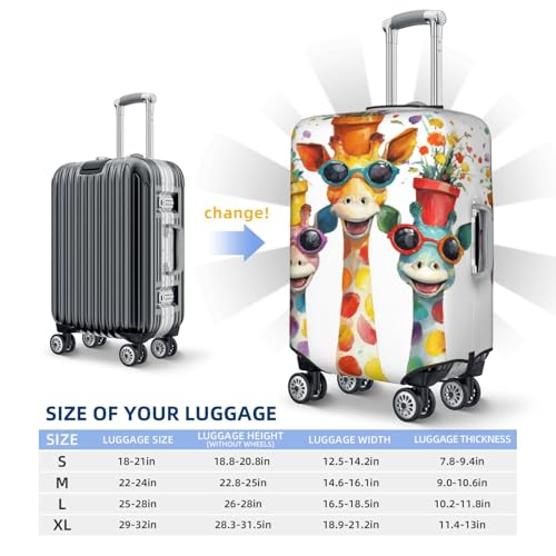 Three Cute Giraffes Elastic Travel Luggage Covers Dustproof Scratch-Resistant Suitcase Protector Fit 22-24 Inch4
