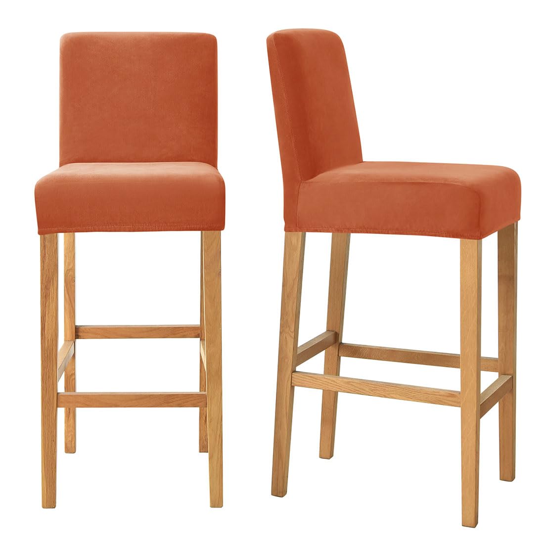 Bar Stool Covers with Back Velvet Barstool Slipcovers Stretch Counter Pub Chair Cover Washable Protector for Kitchen Dining Room Set of 2 Dark Orange