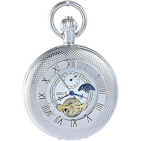 OGLE Waterproof Roman White Tourbillon Pocket Watch Cover