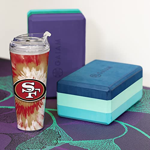 Image of Rico Industries NFL Football Glitter 24oz Acrylic Glitter Tumbler with Hinged Lid, Officially Licensed Double Wall Tumbler with Straw