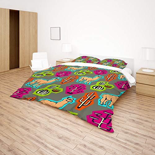 Parure de lit housse de couette beige et taies d'oreiller polyester King size CHEHONG