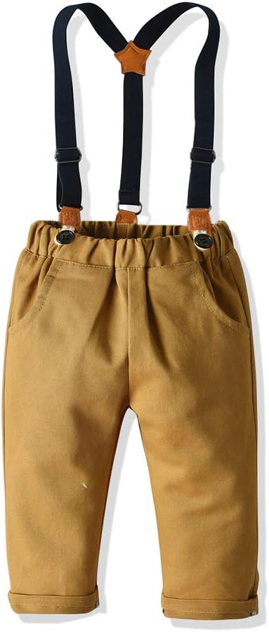 Toddler Dress Suit Baby Boys Gentleman Clothes Sets Bow Ties Shirts + Suspenders Pants Outfits