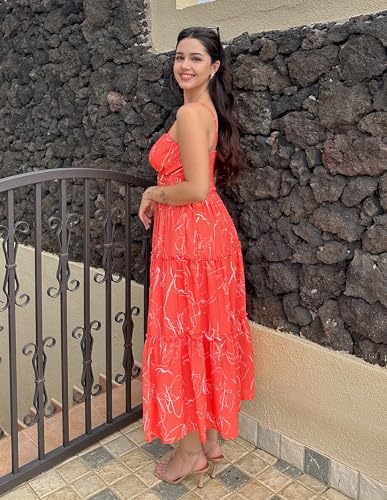 Image of GRACE KARIN 2026 Women's Spaghetti Vacation Sundress Summer Beach Flowy Boho Floral Maxi Dresses with Pockets