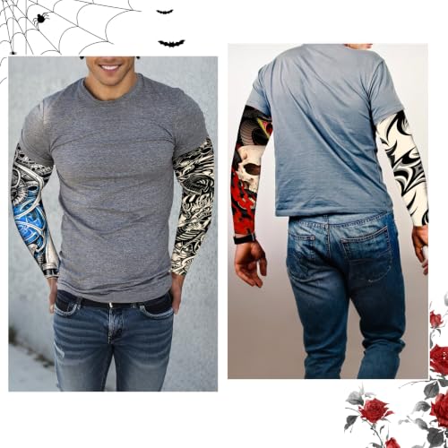 Image of YARIEW Temporary Tattoo Sleeves for Men Arm Sleeves for Men | Tattoo Sleeve Women Arts Fake Sleeve Tattoos Sun Protection Cooling Covers for Arms Women Halloween Pattern 18