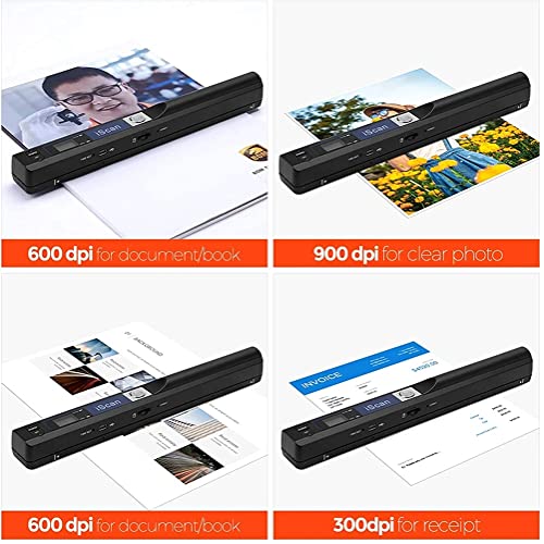 Scanner portátil, scanner portátil para documentos A4, fotos, recibos, fotos, 900 DPI iScan para dig