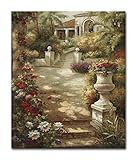 Italy Town Painting Tuscany Wall Art Streets of Mediterranean Towns Canvas Prints Landscape Picture