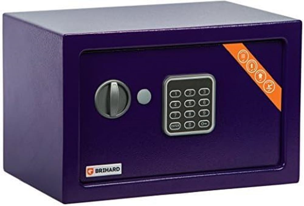 Brihard Home Electronic Safe, 20x31x20cm (HxWxD), Navy Blue