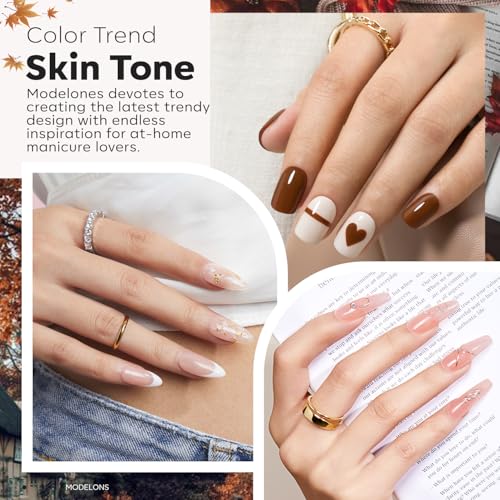 Image of modelones Gel Polish Builder Nail Set, Base Colors 8-in-One Jelly Caramel Brown Latte Clear Builder Nail Gel for Nails Strengthener Hard Extension Rubber Lamp Cured 6 Colors