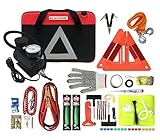 BLIKZONE Roadside Emergency car kit Classic. 81 Pc Emergency car kit: Portable Air Compressor, Jumpe