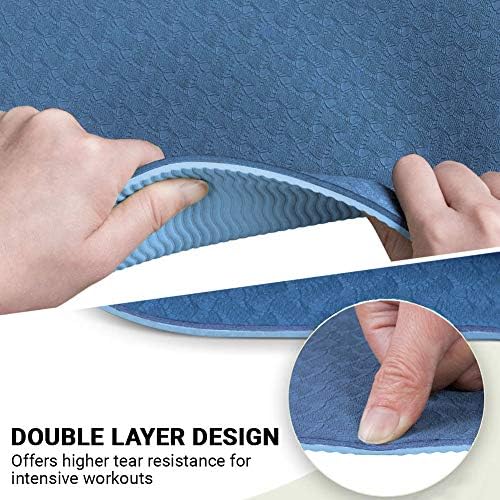 ROMIX Yoga Mat for Women Men, 6MM Thick Non Slip Eco Friendly TPE Fitness Exercise Mat (183 x 61 x 0.6cm) with Carrying Strap Ideal for Yoga Pilates Gymnastics Workout Training Home Meditation Travel