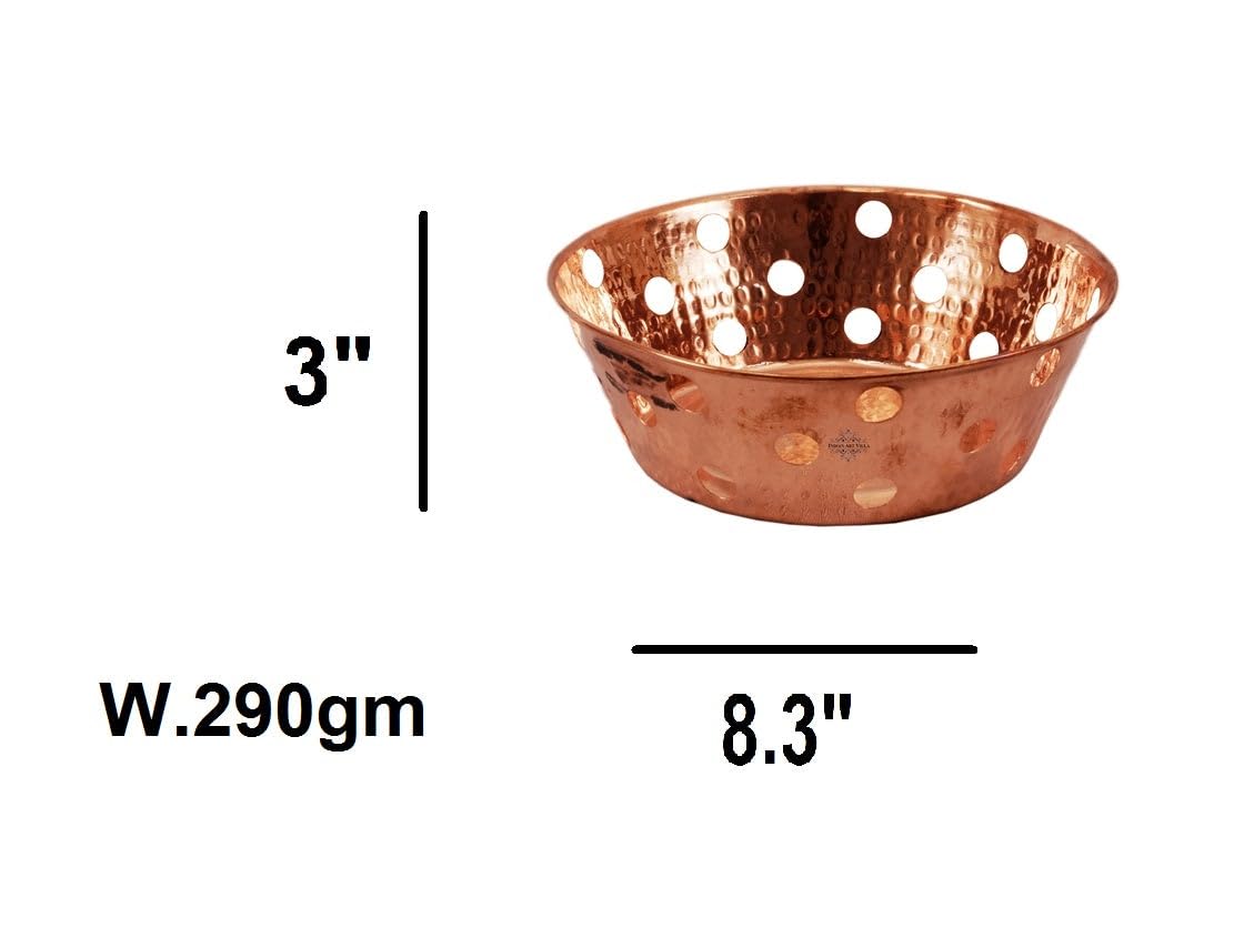 INDIAN ART VILLA Copper Round Bread Serving Basket | Bread Basket for Kitchen and Dining | Hammered Design | Ideal for Breads, Sandwiches, and Cakes | Diameter - 8.3 Inch 4