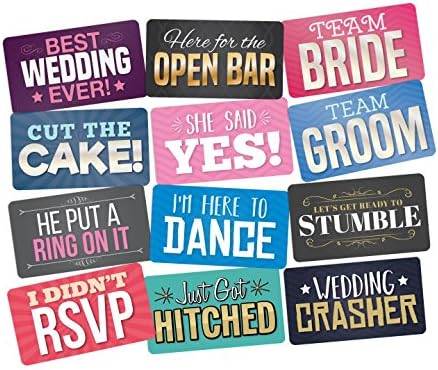 Photo Booth Props Pack of 6, Perfect for Wedding DIY Photo Booth Great Addition to Any Photo Booth Rental. Fun Wedding Photo Booth Props Your Guests Will Love!