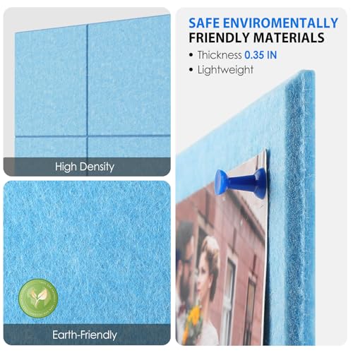 Image of MaxGear Felt Bulletin Board 36 inch x 24 inch, 6 Pack Blue Felt Wall Tile Push Pin