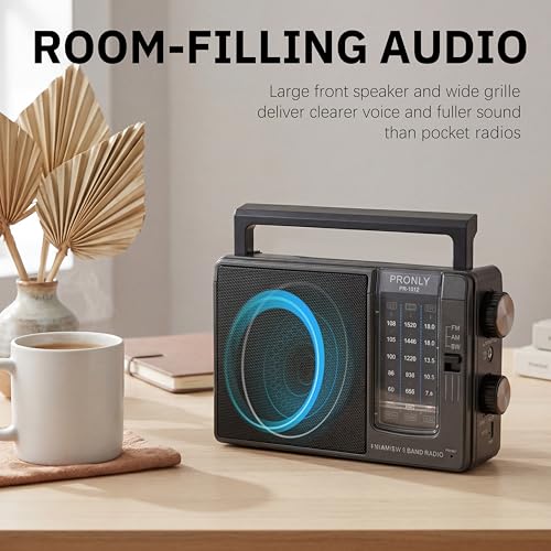Radio portátil AM FM SW con antena telescópica y altavoz grande miniatura 4