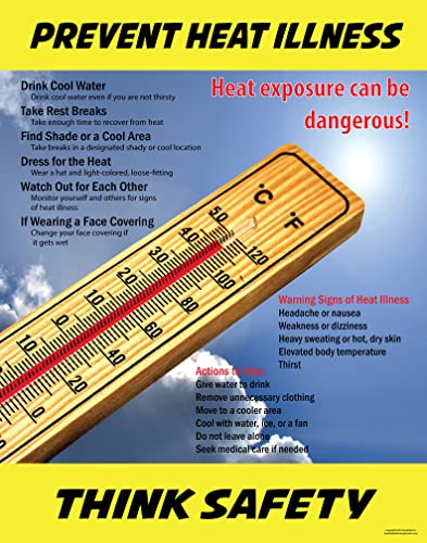 Lean Manufacturing Posters Heat Safety, Prevent Heat Illness, Poster, 11"X 14", Made in the USA