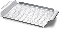 Weber 6435 Deluxe Grilling Pan - Stainless Steel Grill Topper for Veggies, Fish, Shrimp & Delicate Foods