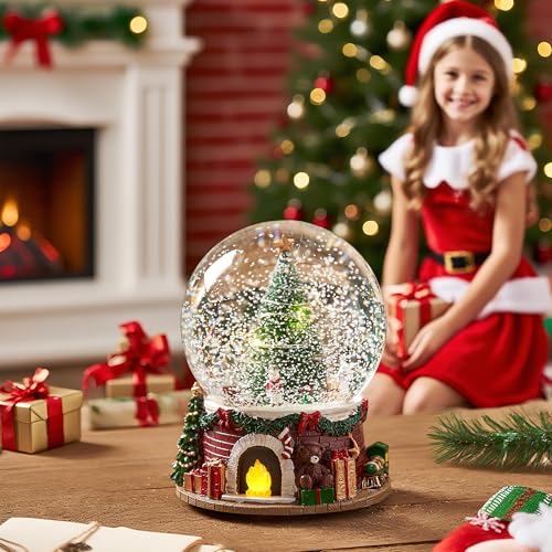Wrapped Lighted Christmas Tree Snow Globe Music Box Gifts for Women Girls