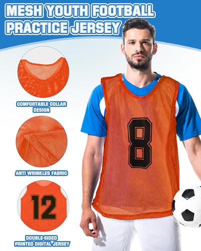 Image of Suhine 48 Pcs Adult Pinnies for Sport Soccer Nylon Mesh Scrimmage Vest Mesh Basketball Football Team(Cute Color,XXL)