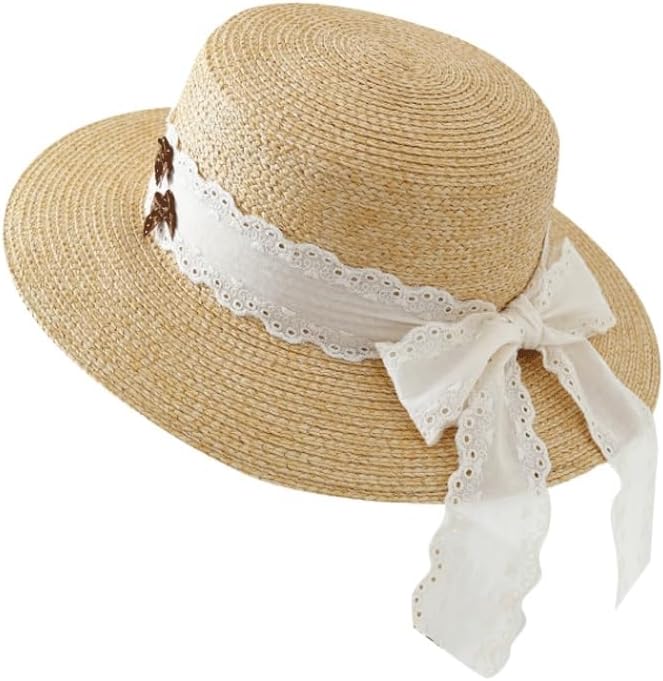 Fresh Country Lace Fabric Band Daily Beach Hat Vacation Outing Straw