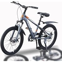 TRIOBLADE Kids Bike 18\" 20\" 22\" Kids Mountain Bike for Boys and Girls Junior Mountain Bikes Children Bicycle with Shock Absorber 12.25-Inch Frame Dual Disc Brake 5-14 Years Old (Grey, 22 inch)