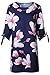 Minipeach Women's Summer Round Neck Printed Casual Mini Dress Navy